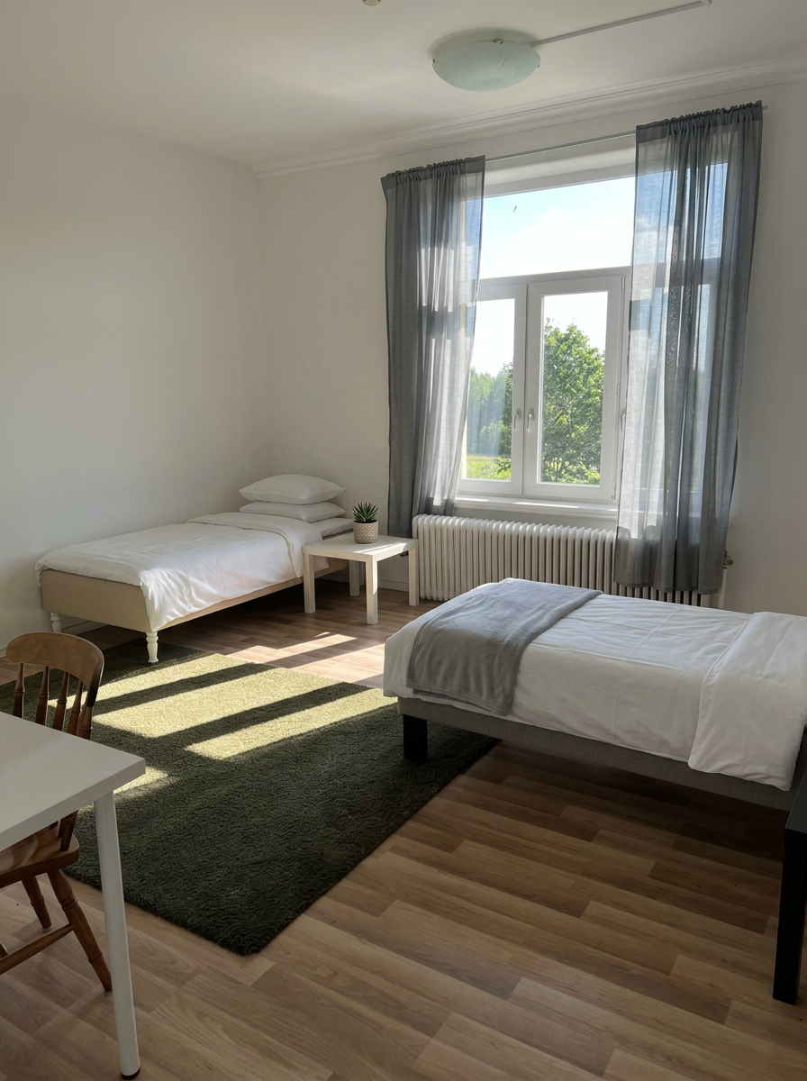 Svenskt hus som passar ett helt arbetslag, med parkering framför